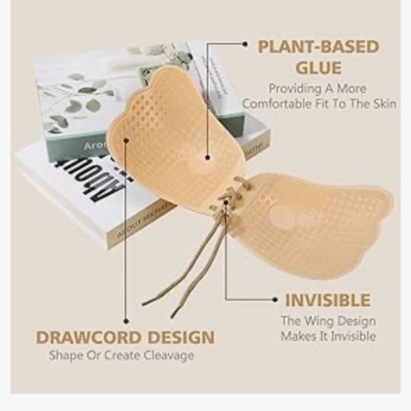 D - Cmojsk Sticky Bra, Backless Strapless Bra Push Up - Black - Picture 2 of 5